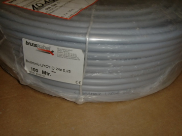 LiYCY-0 24x0,25qmm grau Steuerleitung geschirmt 16x0,25 (Ring á 100m)