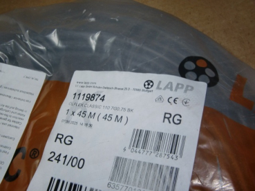 Ölflex Classic 110 7G0,75 BK PVC-Steuerleitung schwarz 7x0,75qmm (Ring á 45m)