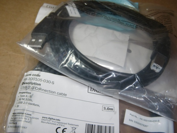 AK-300105-030-S USB 2.0 Anschlusskabel USB-A (male) - USB-B (male), Länge 3m, schwarz