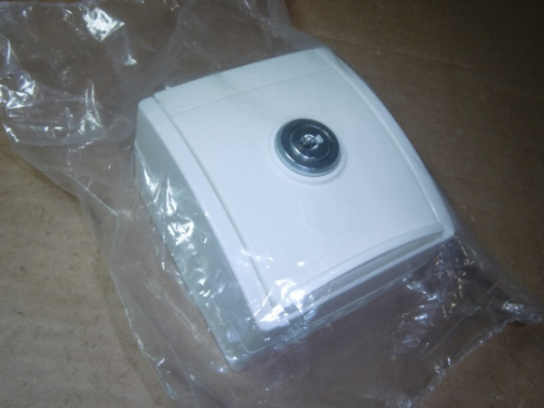 20 EWSL-54 ocean alpinweiß FR-AP-Schuko-Steckdose IP44, abschließbar