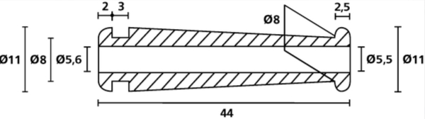 HV2228-PVC-FR-BK Knickschutztülle schwarz ED: 8mm x ID 5,5mm x Länge 44mm