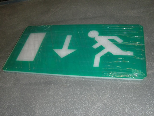 08-1560/0006.1005 Ersatzscheibe für RECHTECK 360 / Piktogramm Fluchtweg unten