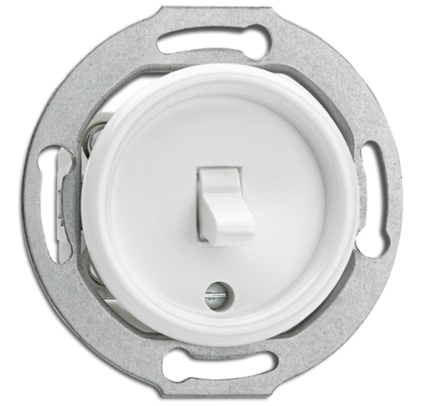 176405 Duroplastserie weiß UP-Einsatz Kipp-Wechselschalter mit Zentralplatte